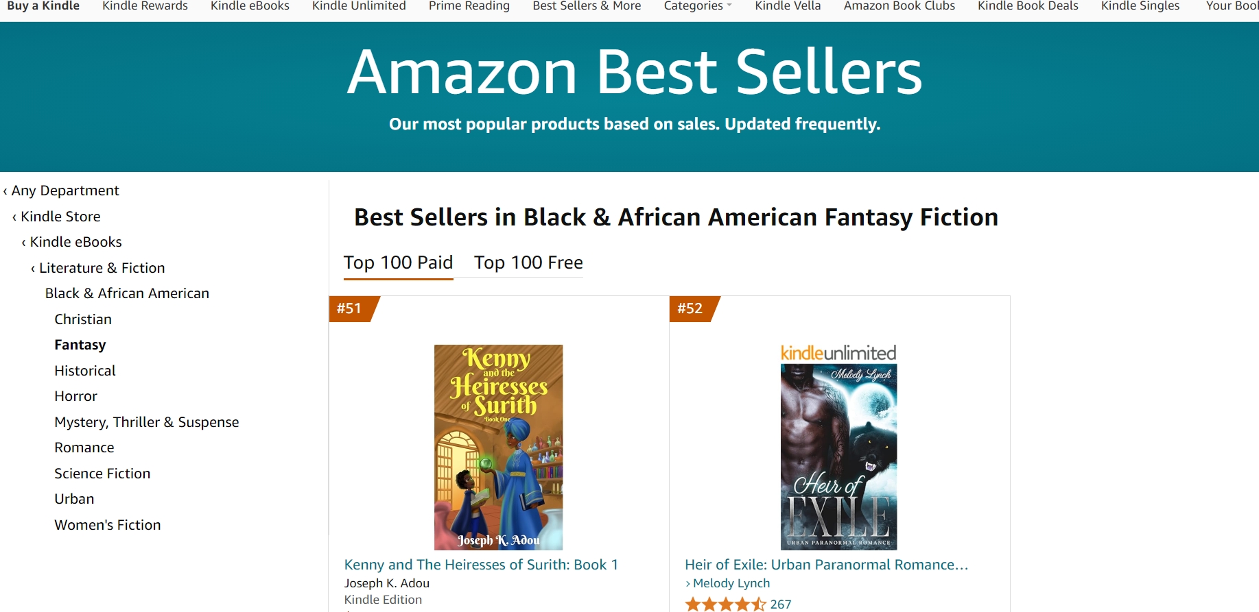 Exciting News! Kenny and The Heiresses of Surith by Joseph K. Adou has officially achieved Amazon Best Seller status